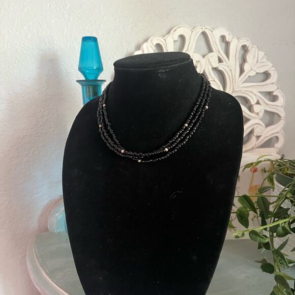 Silpada 925 Sterling Silver Black  Beaded Multi Chain Necklace - Picture 8 of 10